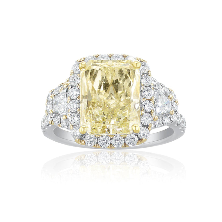 4.00 Carats Fancy Yellow Radiant Natural Diamond Ring - The Diamond Factory