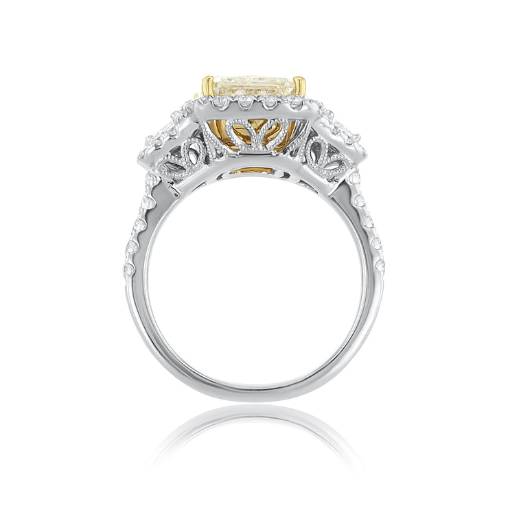 4.00 Carats Fancy Yellow Radiant Natural Diamond Ring - The Diamond Factory
