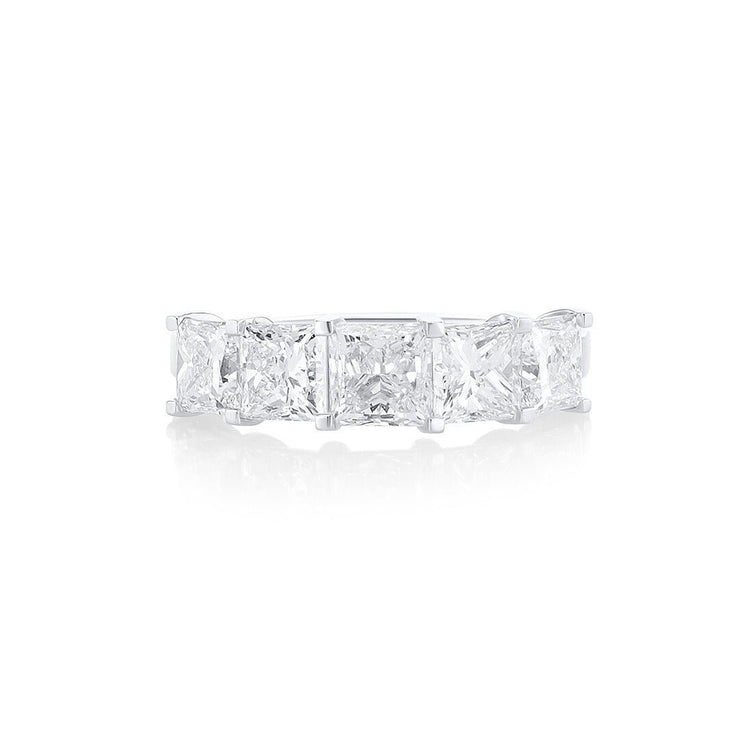 4.02 Carats Natural Diamond Princess Cut Five Stone Band - The Diamond Factory