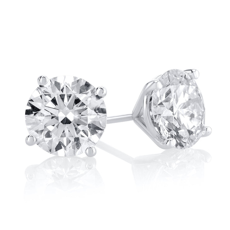 4.04 Carats Round Lab Grown Diamond Stud Earrings - The Diamond Factory