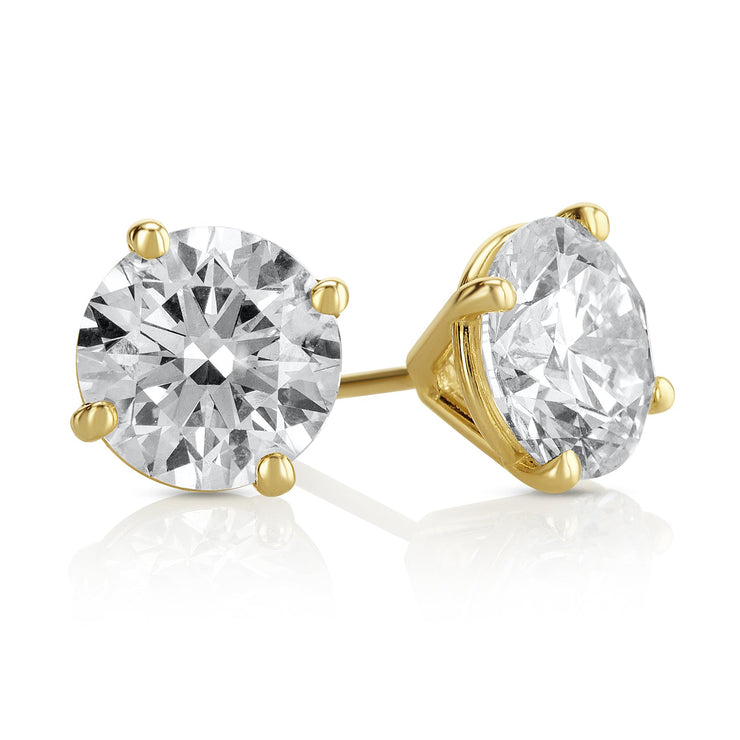 4.18 Carats Round Lab Grown Diamond Stud Earrings - The Diamond Factory