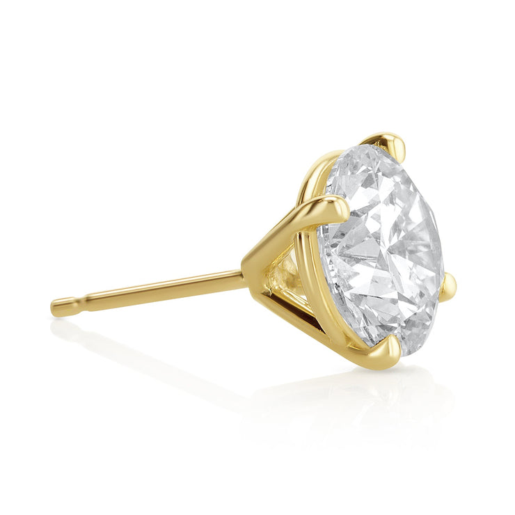 4.18 Carats Round Lab Grown Diamond Stud Earrings - The Diamond Factory