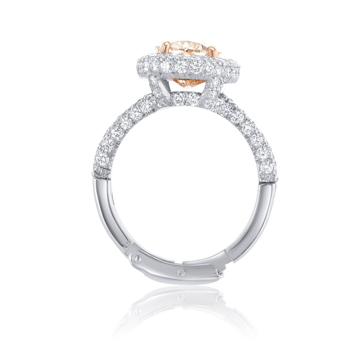 4.31 Carats Fancy Pink Oval Natural Diamond Halo Ring - The Diamond Factory