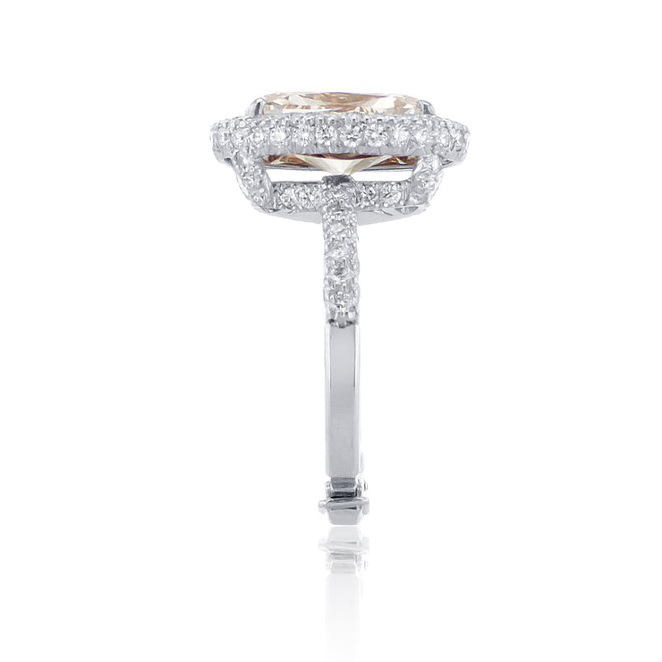 4.31 Carats Fancy Pink Oval Natural Diamond Halo Ring - The Diamond Factory