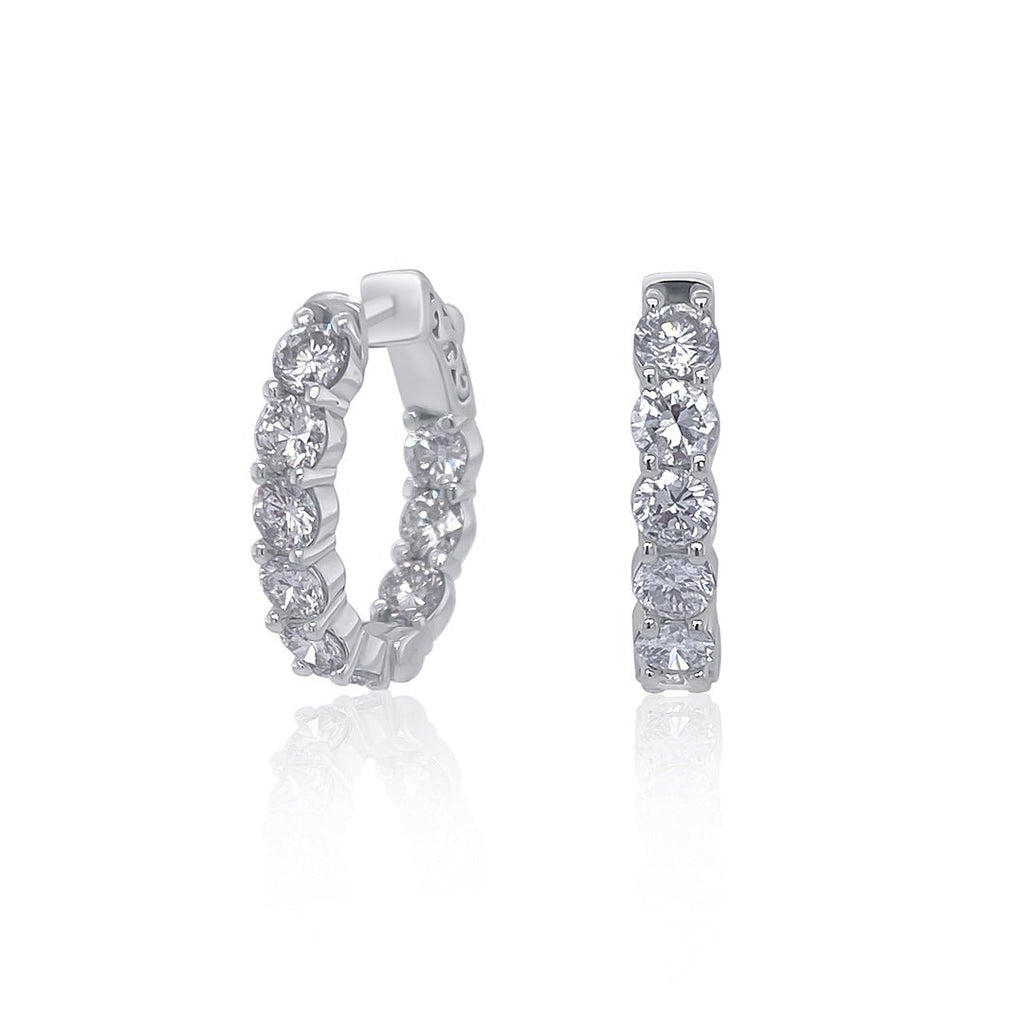 4.39 Carat Round Natural Diamond Inside-Out Hoop Earrings in 14K