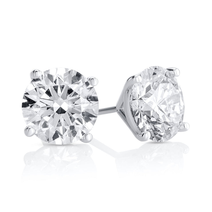 4.54 Carats Round Lab Grown Diamond Stud Earrings - The Diamond Factory