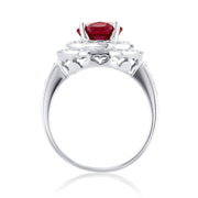 4.55 Carats Lab Grown Ruby & Natural Diamond Double Halo Ring - The Diamond Factory