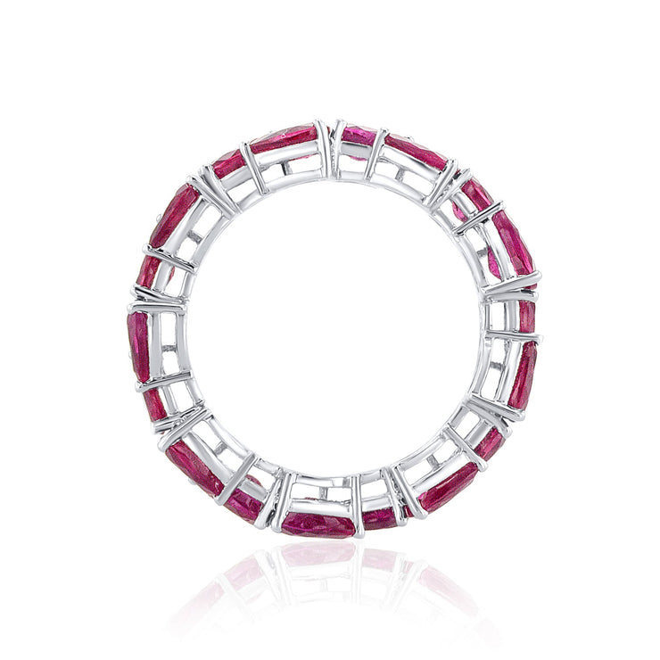 4.55 Cttw Pear Ruby 18K White Gold Eternity Band - The Diamond Factory