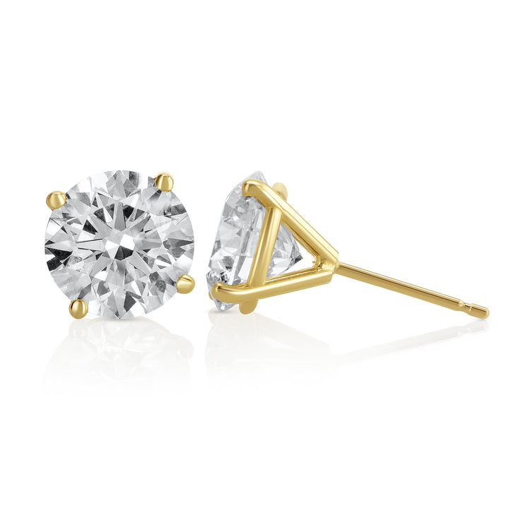 5.03 Carat Round Lab Grown Diamond Ear Studs IGI Certified set in 14K Yellow Gold (4 Prong Setting)