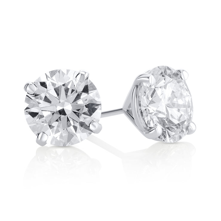 5.08 Carat Round Lab Grown Diamond Ear Studs GIA Certified set in 14K White Gold (4 Prong Setting)