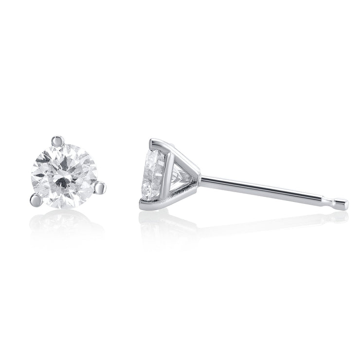 .50 Carat Round Lab Grown Diamond Studs in 14K White Gold - The Diamond Factory