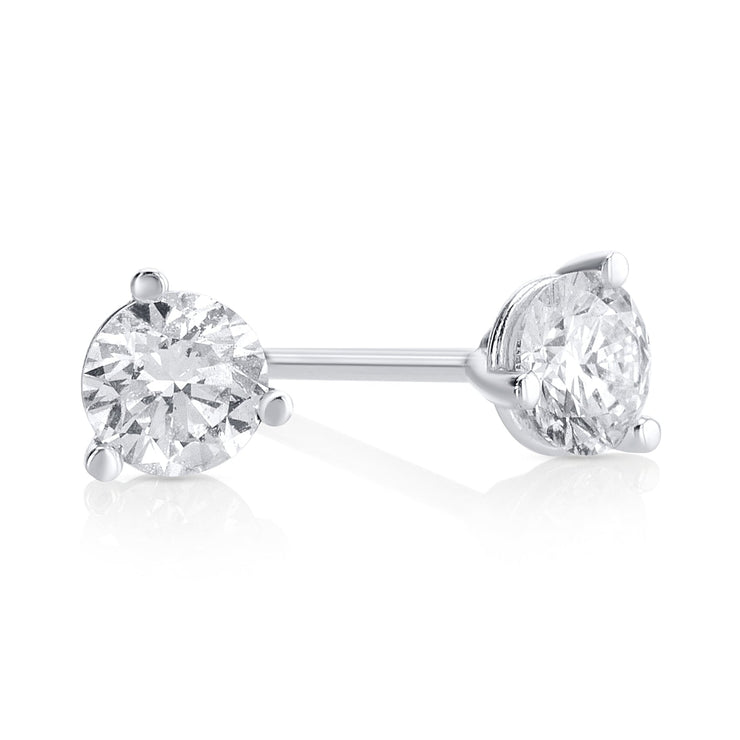 .50 Carat Round Lab Grown Diamond Studs in 14K White Gold - The Diamond Factory