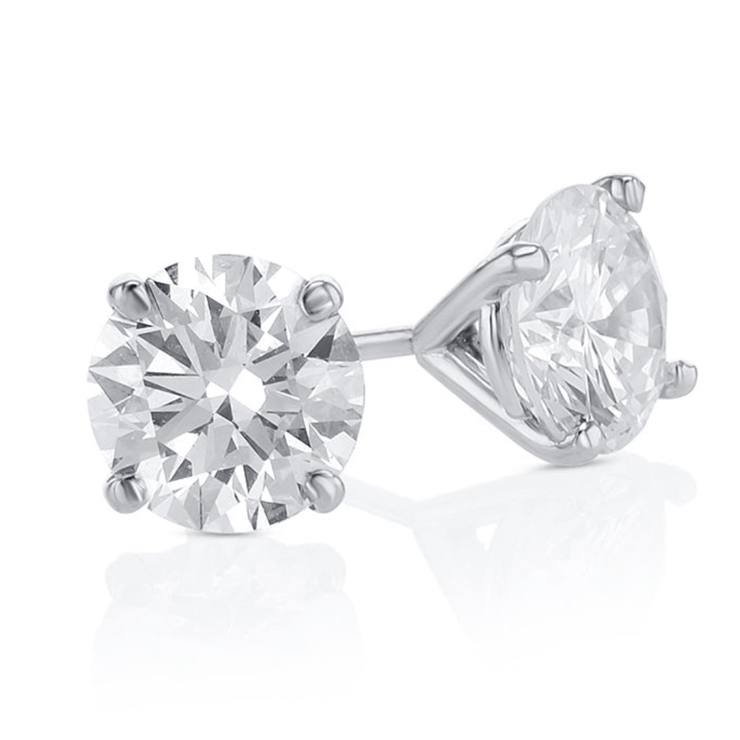 5.05 Carats Round Lab Grown Diamond Stud Earrings - The Diamond Factory