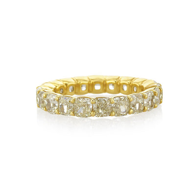 5.27 Carats Fancy Yellow Natural Cushion Cut Diamond Eternity Band