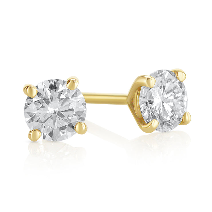 .56 Carat Round Lab Grown Diamond Studs in 14K Yellow Gold