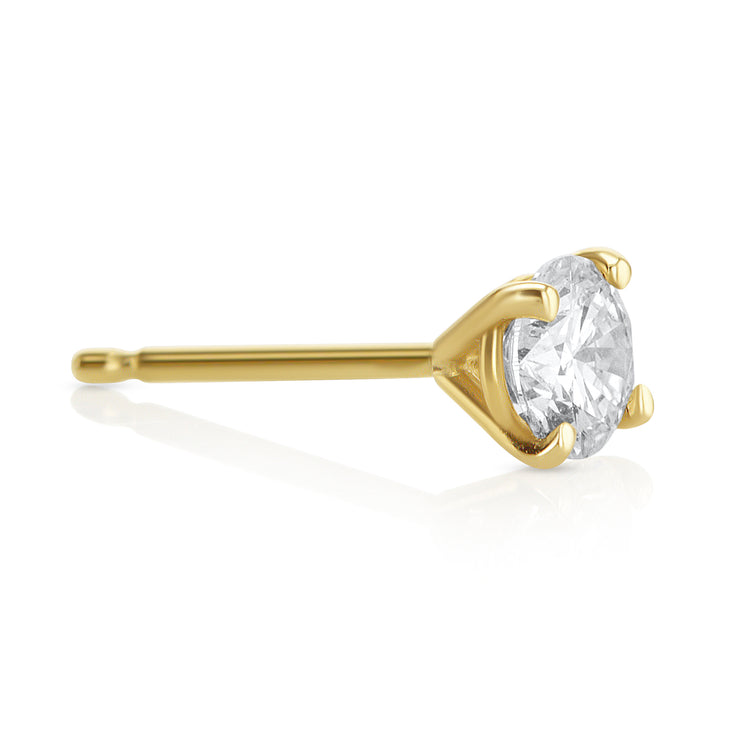 0.57 Carat Round Lab Grown Diamond Ear Studs set in 14K Yellow Gold (4 Prong Setting)