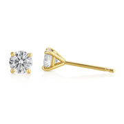 .57 Carat Round Lab Grown Diamond Studs in 14K Yellow Gold - The Diamond Factory