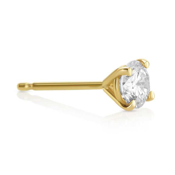 .57 Carat Round Lab Grown Diamond Studs in 14K Yellow Gold - The Diamond Factory