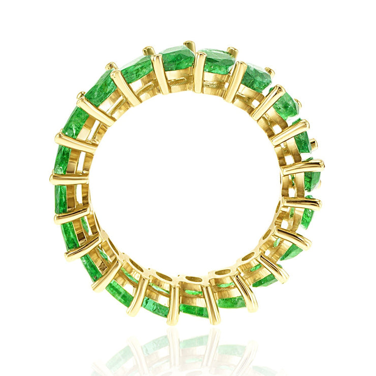 5.70 Carat Emerald Marquise Eternity Band in 14K Yellow Gold - The Diamond Factory
