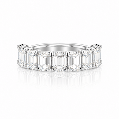 Emerald Natural Diamond Seven Stone Band