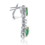 5.77 Carats Natural Diamond and Emerald Dangle Earrings - The Diamond Factory