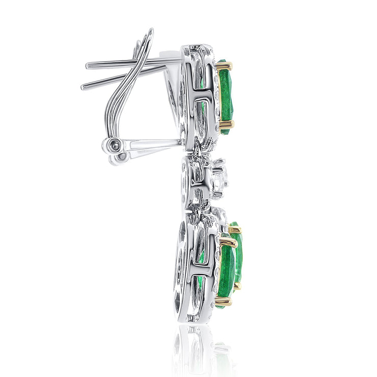 5.77 Carats Natural Diamond and Emerald Dangle Earrings - The Diamond Factory