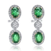 5.77 Carats Natural Diamond and Emerald Dangle Earrings - The Diamond Factory