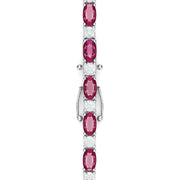 6.00 Carat Ruby and 1.50 Carat Diamond Alternating Bracelet set in 18K White Gold - The Diamond Factory