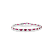 6.00 Carat Ruby and 1.50 Carat Diamond Alternating Bracelet set in 18K White Gold - The Diamond Factory