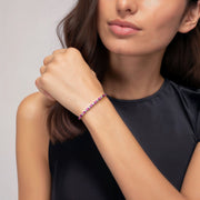 6.00 Carat Ruby and 1.50 Carat Diamond Alternating Bracelet set in 18K White Gold - The Diamond Factory