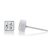 .64 Carats Princess Lab Grown Diamond Bezel Stud Earrings - The Diamond Factory