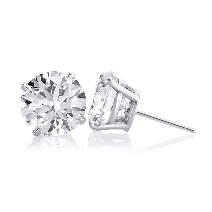 6.62 Carats Round Lab Grown Diamond Stud Earrings - The Diamond Factory