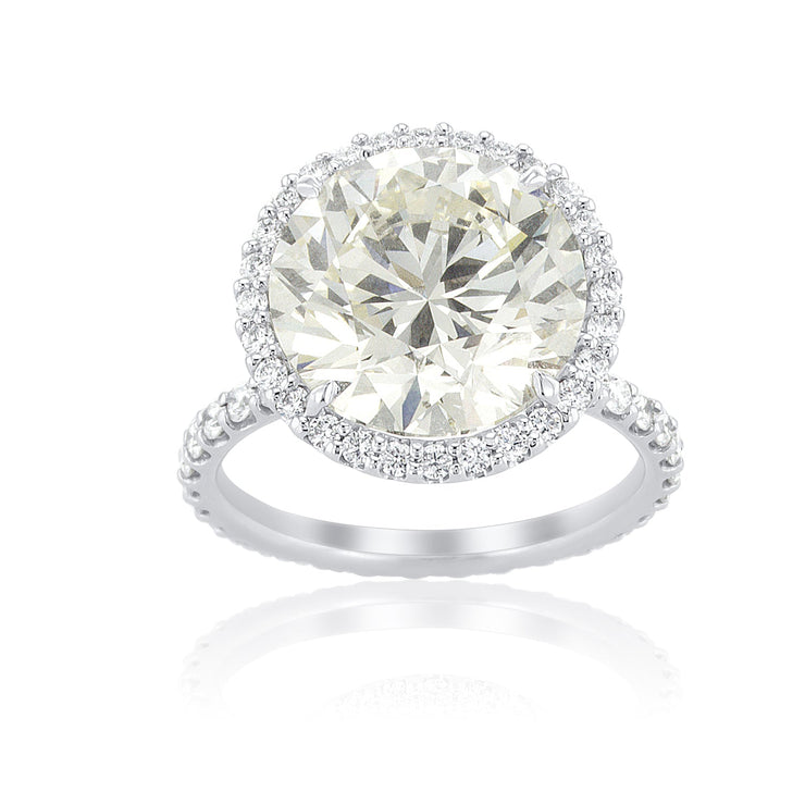 7.00 Carat Round Diamond Halo Ring GIA Certified set in Platinum - The Diamond Factory