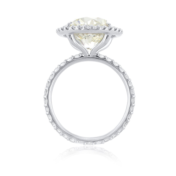 7.00 Carat Round Diamond Halo Ring GIA Certified set in Platinum - The Diamond Factory