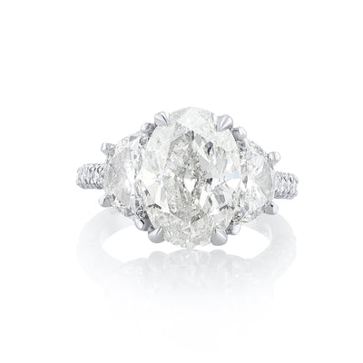 Oval Natural Diamond Three Stone Ring