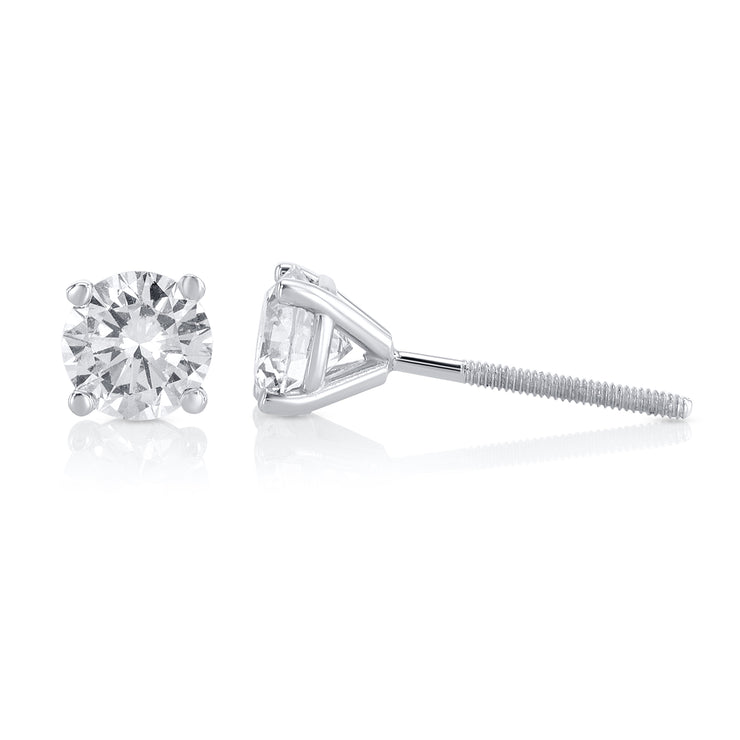 0.70 Cttw Lab-Grown Round Diamond Martini 14K White Gold Stud Earrings