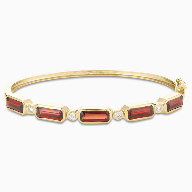 8.16 Carats Natural Diamond and Garnet Bangle - The Diamond Factory