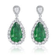 8.17 Carat Natural Diamond and Green Emerald Dangle Earrings - The Diamond Factory