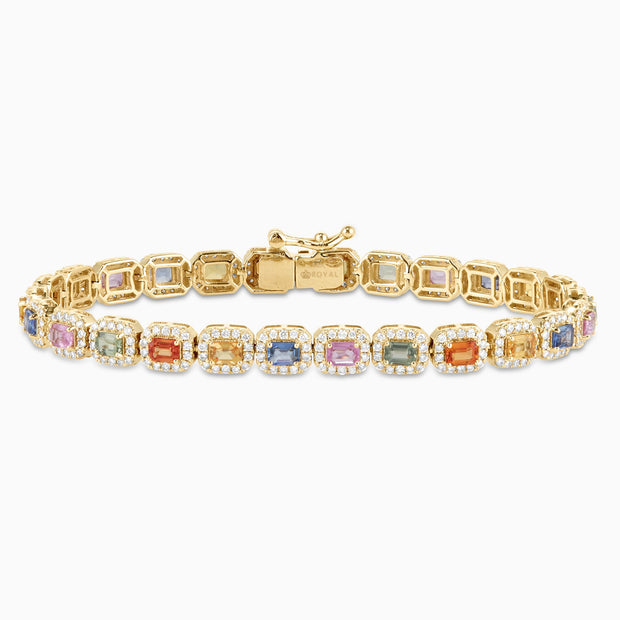 8.33 Carats Natural Diamond and Multi Color Sapphire Bracelet - The Diamond Factory