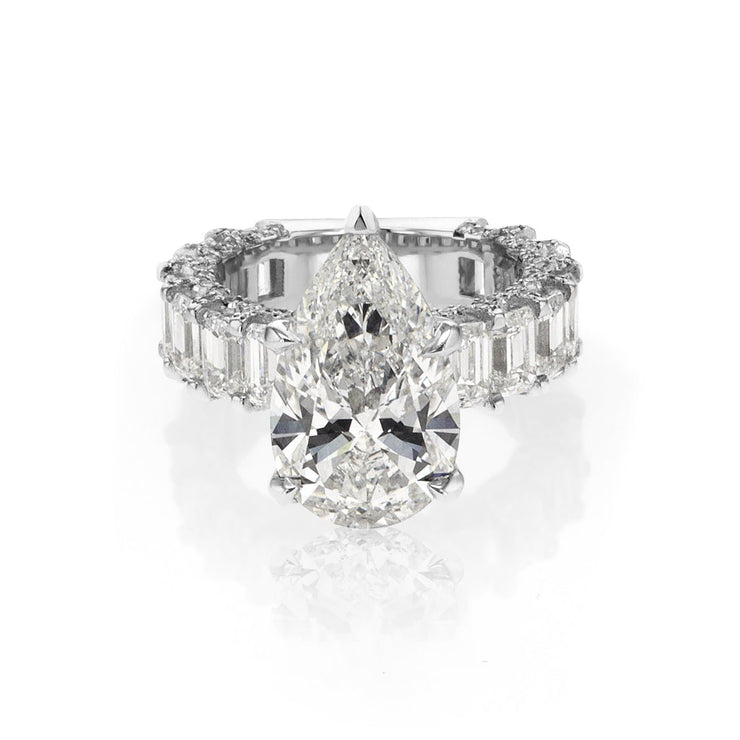8.92 Carats Pear Shape Lab Grown Diamond Engagement Ring - The Diamond Factory
