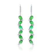 8.98 Carat Emerald and 1.44 Carat Natural Diamond Dangle Earrings in 14K White Gold - The Diamond Factory