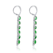 8.98 Carat Emerald and 1.44 Carat Natural Diamond Dangle Earrings in 14K White Gold - The Diamond Factory