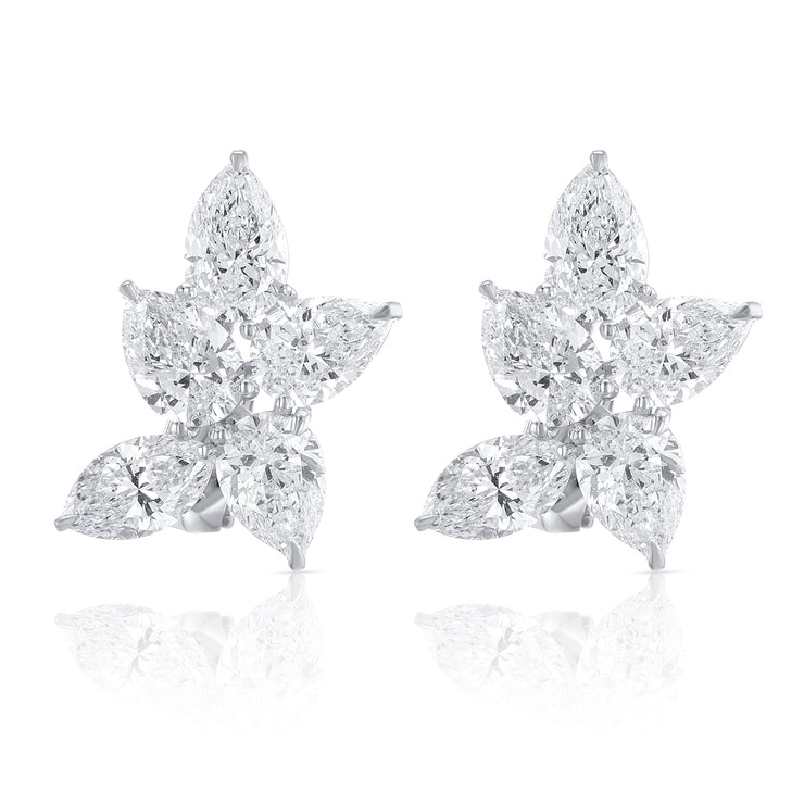 9.70 Carats Natural Diamond Cluster Earrings - The Diamond Factory