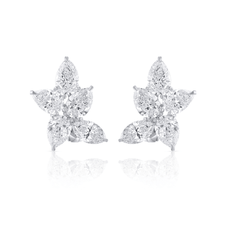 9.70 Carats Natural Diamond Cluster Earrings - The Diamond Factory