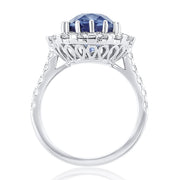 9.90 Carat Baguette & Round Natural Diamond & Sapphire Ring set in 18K White Gold - The Diamond Factory