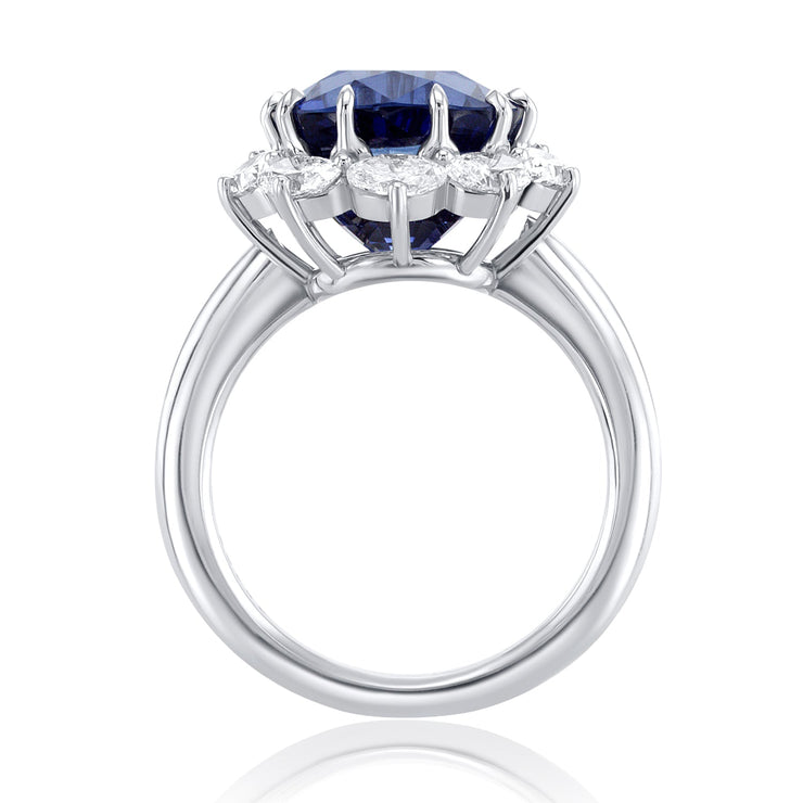9.95 Carats Natural Diamond and Blue Sapphire Ring - The Diamond Factory