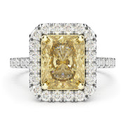 2.00 Carat Fancy Yellow Radiant Diamond Halo Ring GIA Certified set in 18K White Gold