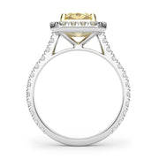 2.00 Carat Fancy Yellow Radiant Diamond Halo Ring GIA Certified set in 18K White Gold