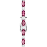 6.00 Carat Ruby and 1.50 Carat Diamond Alternating Bracelet set in 18K White Gold