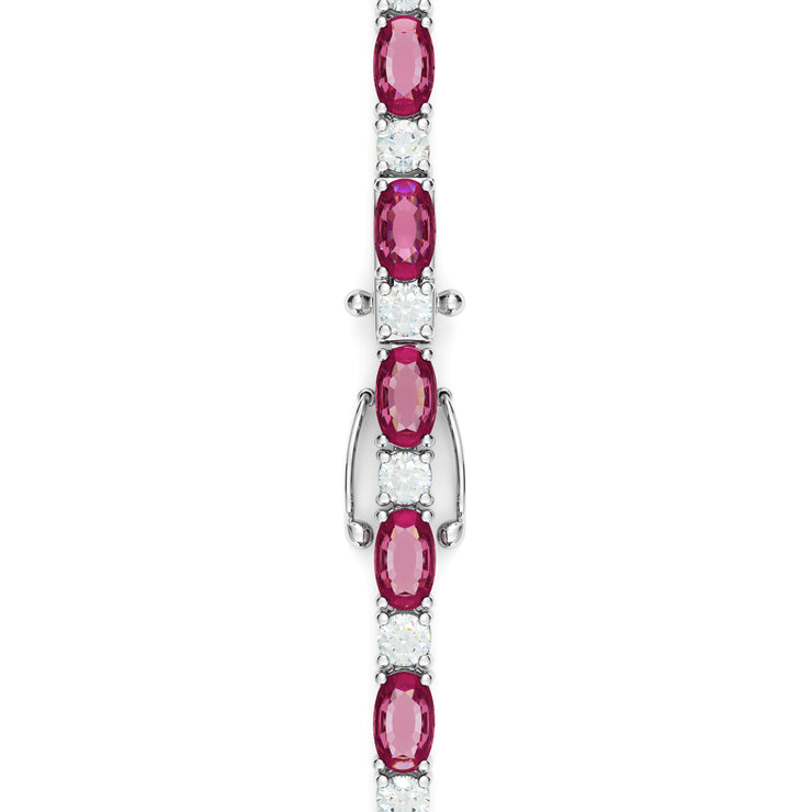 6.00 Carat Ruby and 1.50 Carat Diamond Alternating Bracelet set in 18K White Gold